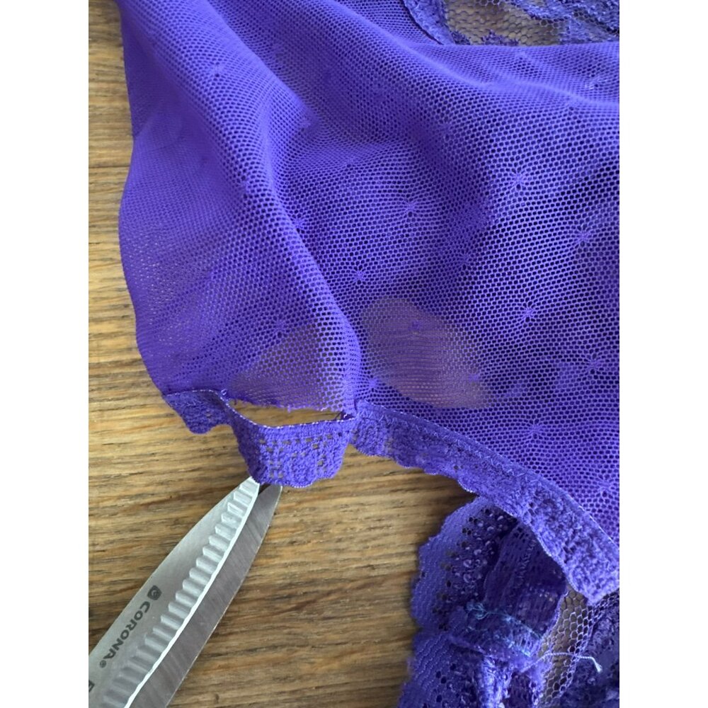 Vintage Victorias Secret Purple Lace Mesh Teddy Lingerie Size Small Thong 80s - Picture 6 of 6